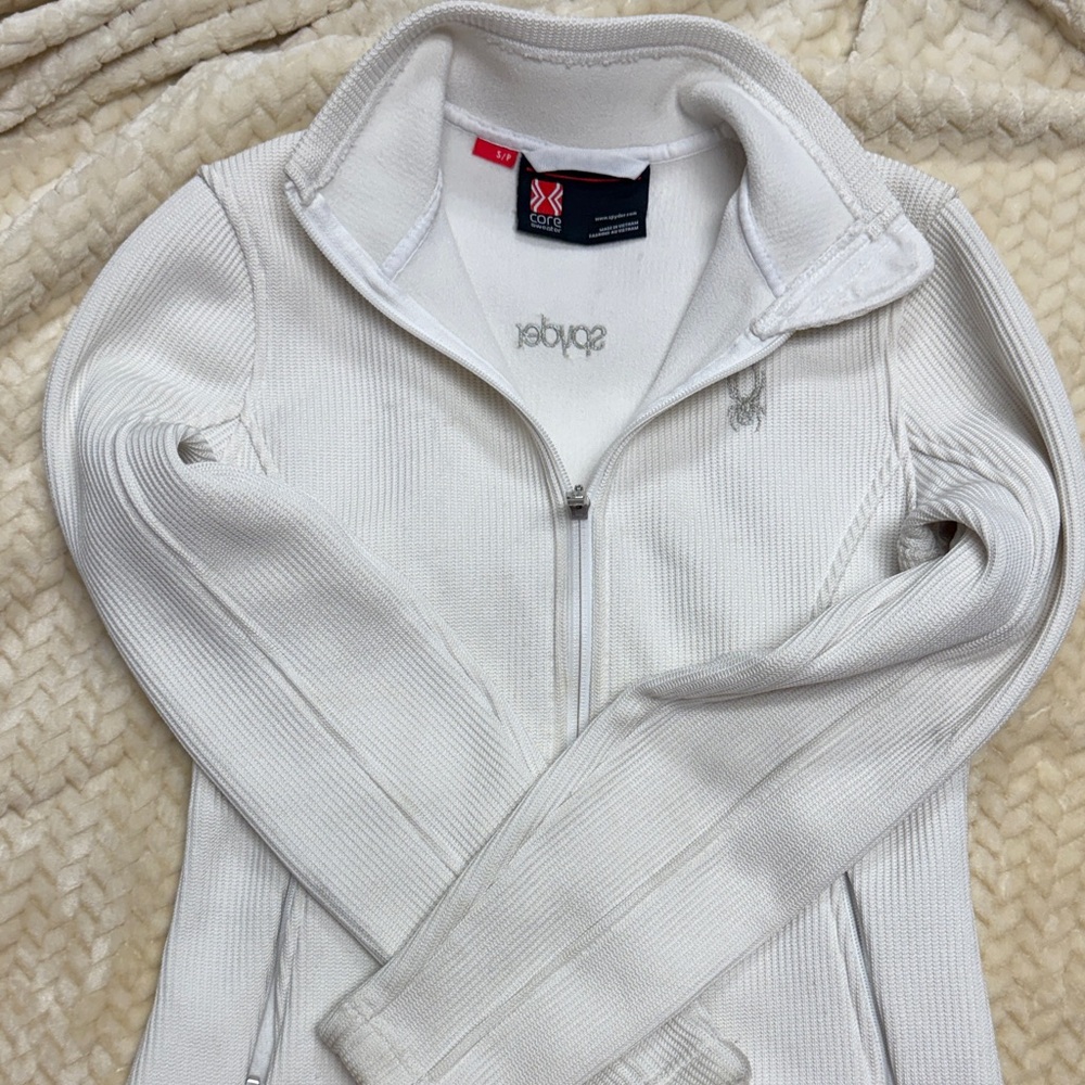 Spyder Ivory Ribbed Full-Zip Jacket